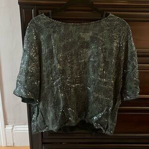 Sequin top with subtle leopard print, brand new never worn